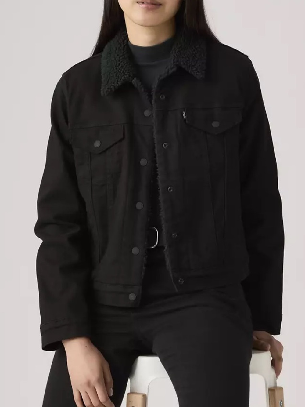 Levi's Black Denim Sherpa Lined Jacket